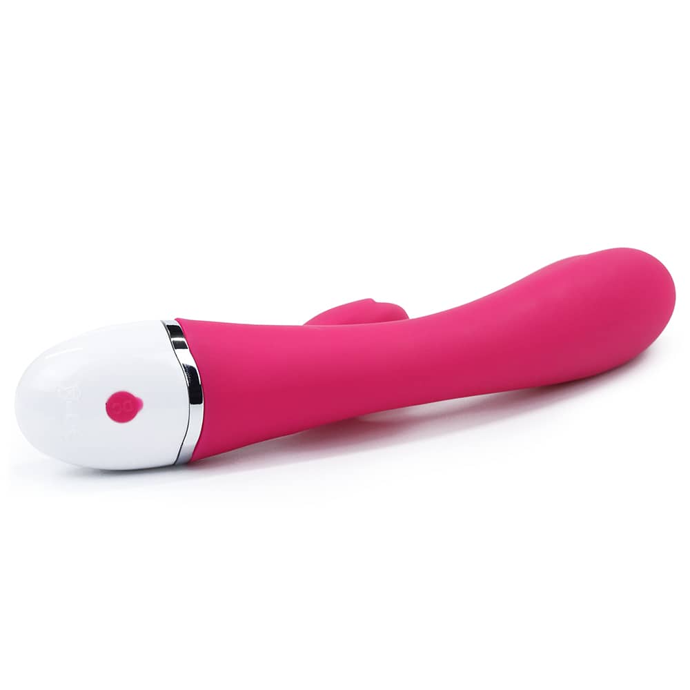 The pink rechargeable vibrator lays flat