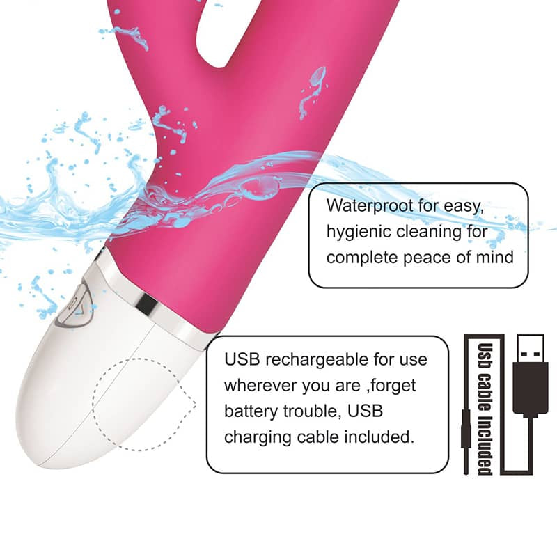 The pink rechargeable vibrator is waterproof