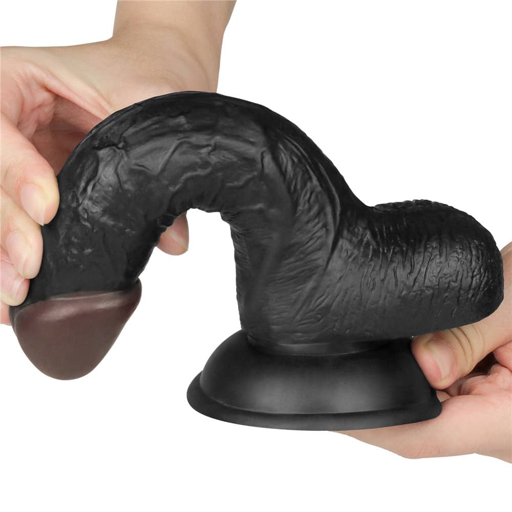 The dildo of the 7 inches black dildo easy strapon set bends ultra softly