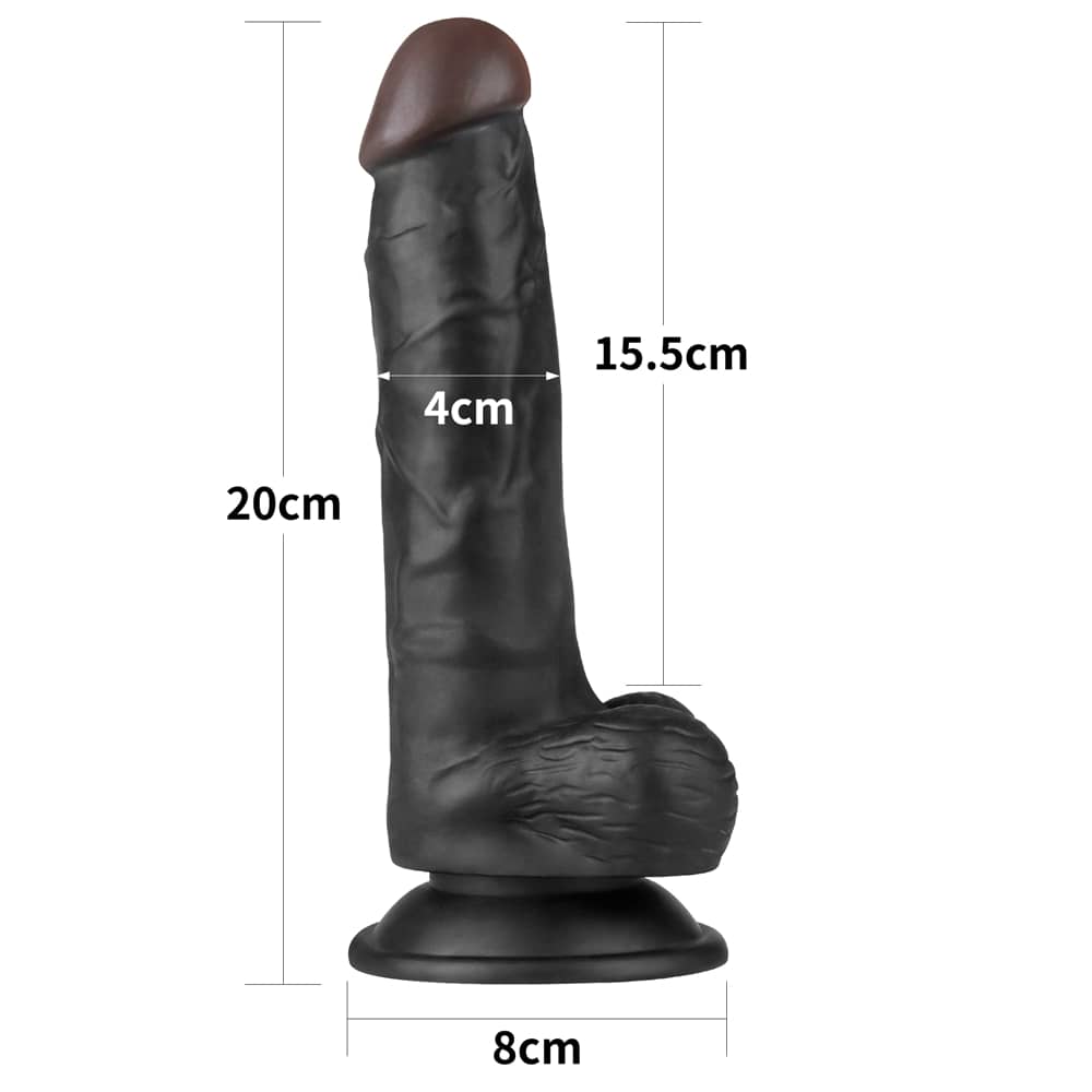 The size of the dildo of the 7.5 inches black dildo easy strapon set 