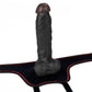 The black dildo of the 7.5 inches black dildo easy strapon set is upright