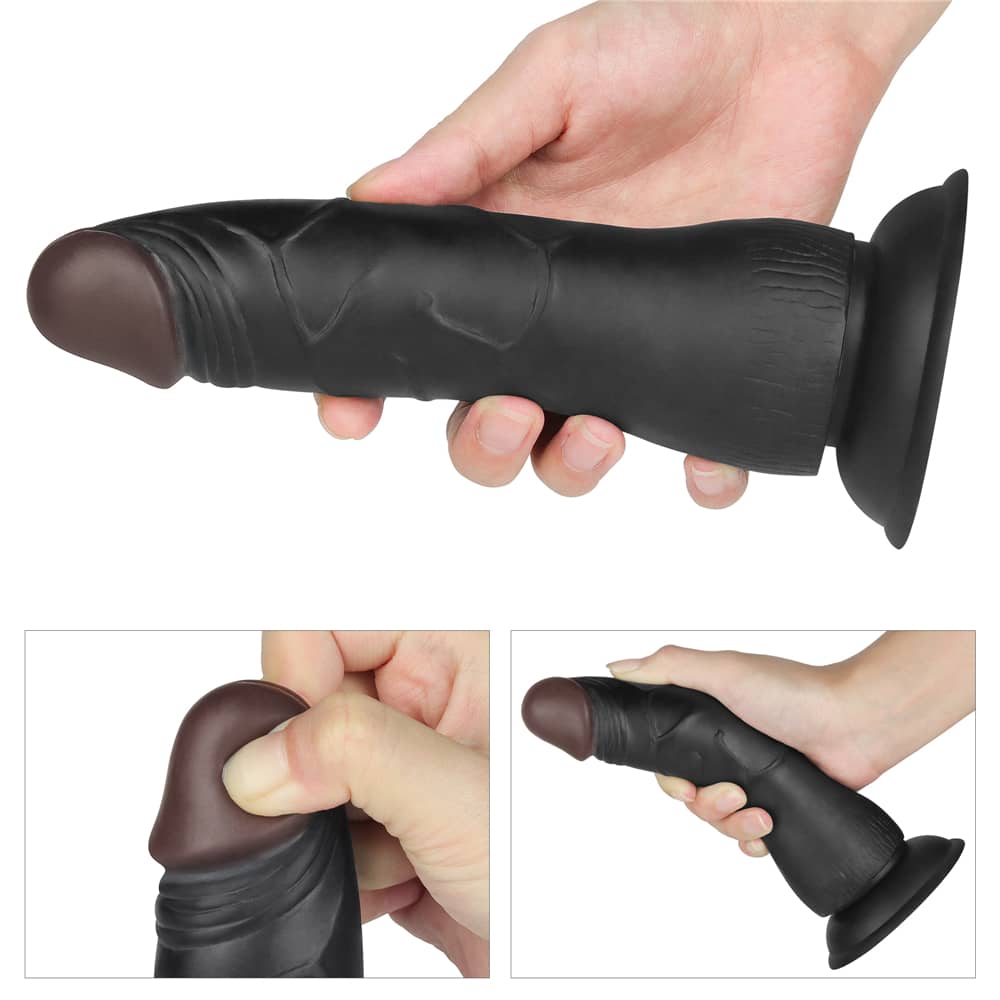 The details of the dildo of the 7.5 inches black dildo easy strapon set
