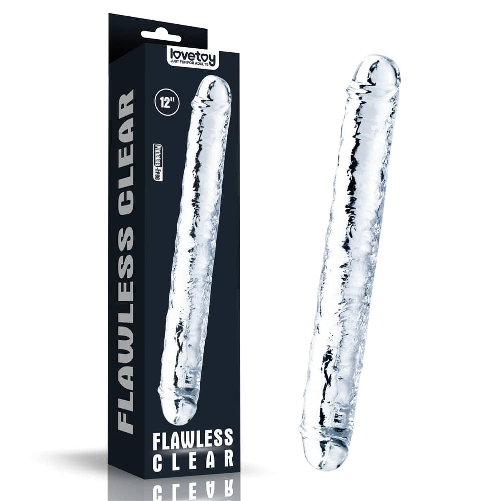 The packaging of the 12 inches flawless clear double dildo