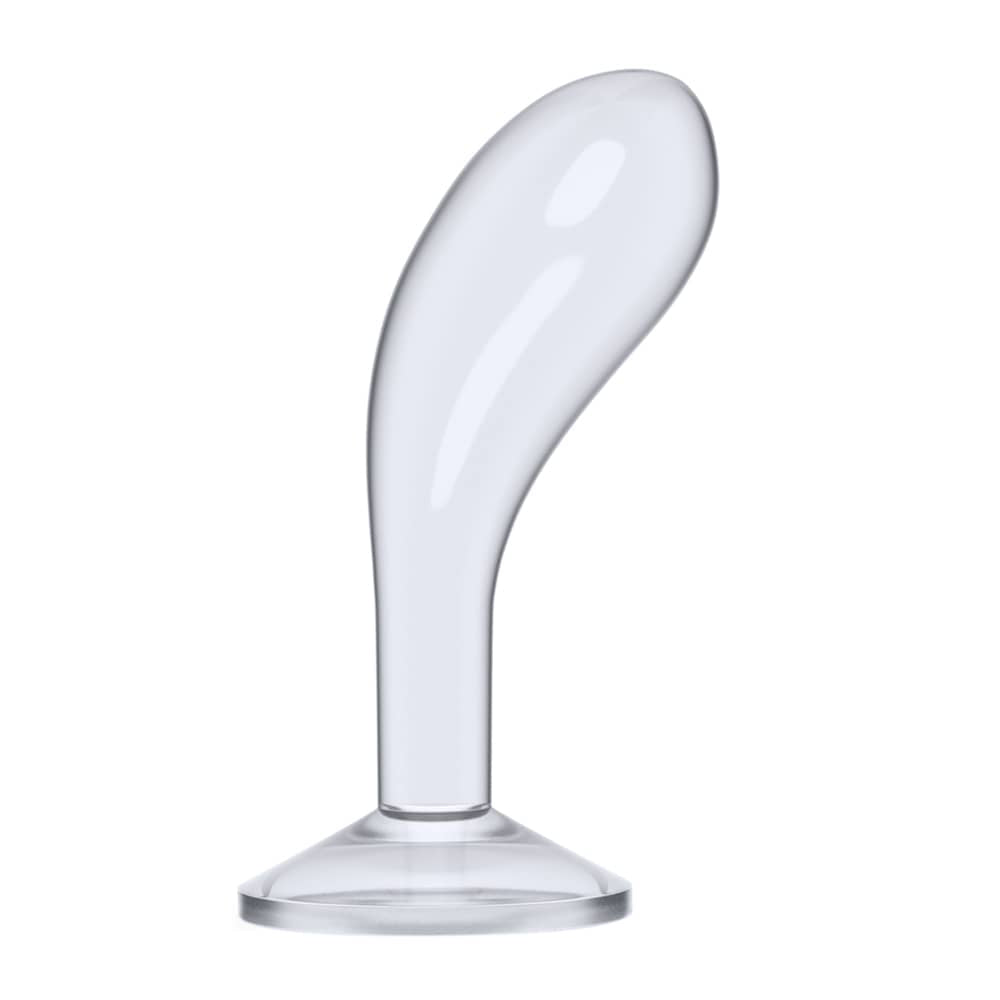 The 6 inches flawless clear prostate butt plug is upright