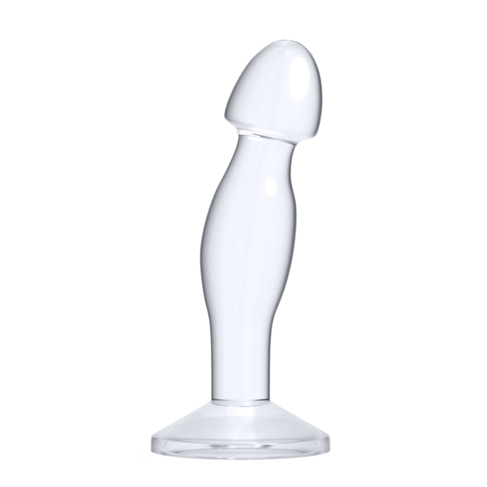 The 6.5 inches flawless clear prostate plug is upright