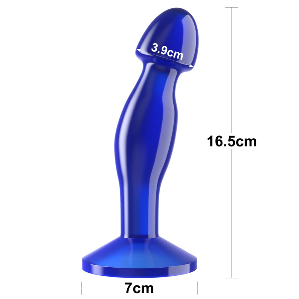 The size of the 6.5 inches blue flawless clear prostate plug anal toy 