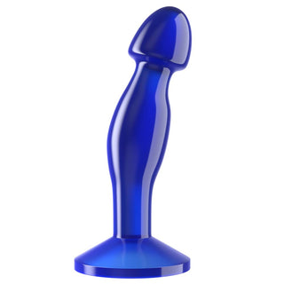 The 6.5 inches blue flawless clear prostate plug anal toy  is upright