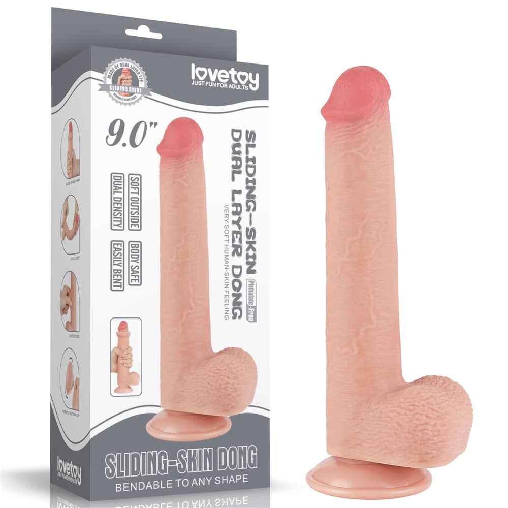 The packaging of the 9 inches sliding skin dual layer flesh dong 