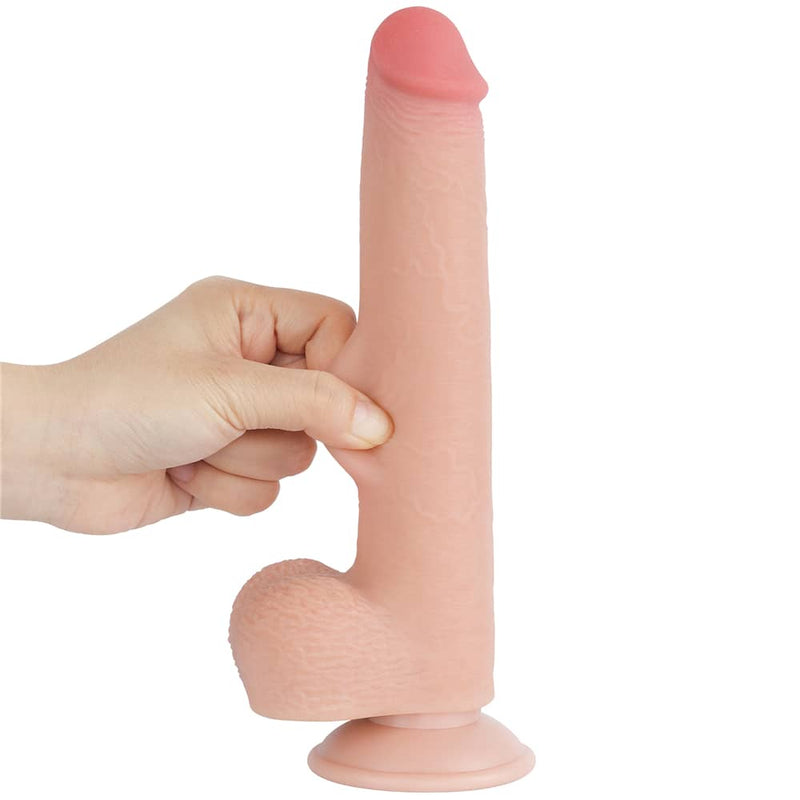 The 9 inches sliding skin dual layer flesh dong adapts dual density sliding-skin technology