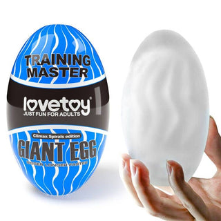 The exterior and interior of the  giant egg climax spirals masturbator