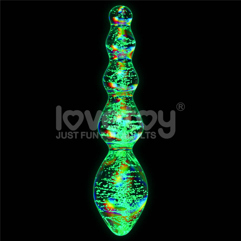 The glowing effect at night of the twilight gleam glass orbs dildo