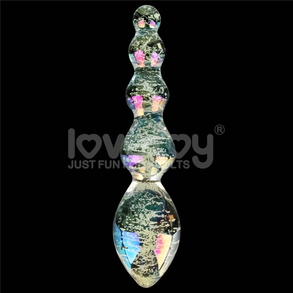 The twilight gleam glass orbs dildo with a luminous rainbow surface for day 