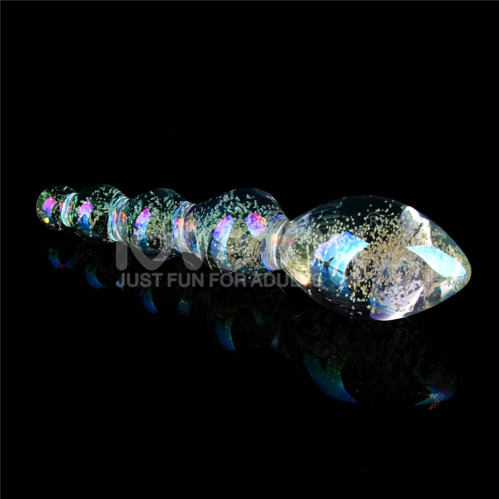 The twilight gleam glass orbs dildo with a luminous rainbow surface for day