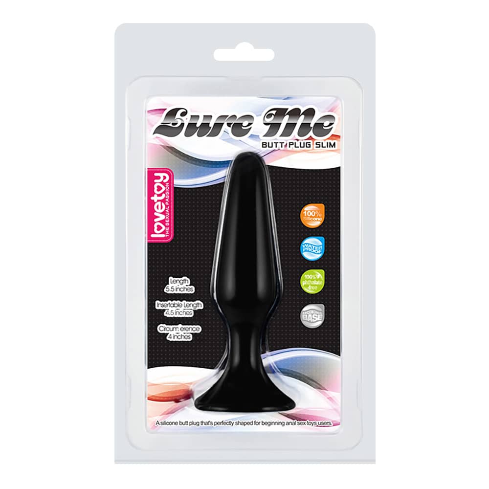 The packaging of the  lure me silicone anal plug l