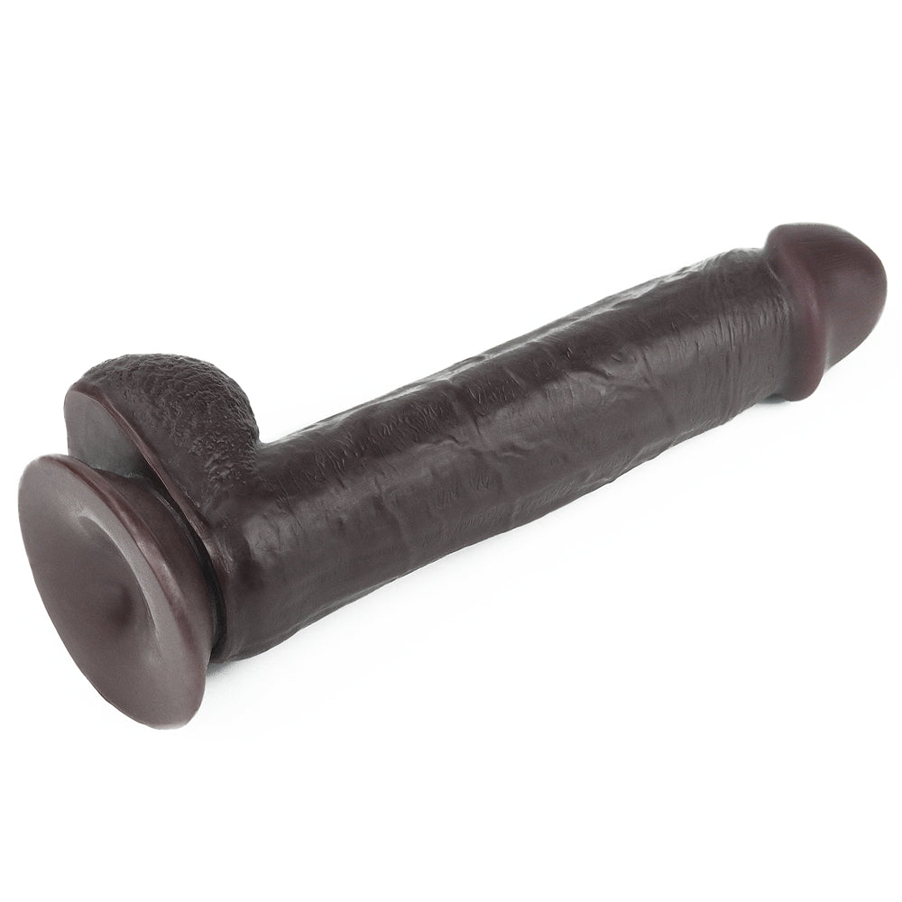 9.5'' Dark Brown Realistic Sliding Skin Soft Dildo