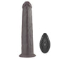 The 9 inches dual layered silicone rotator black stands upright
