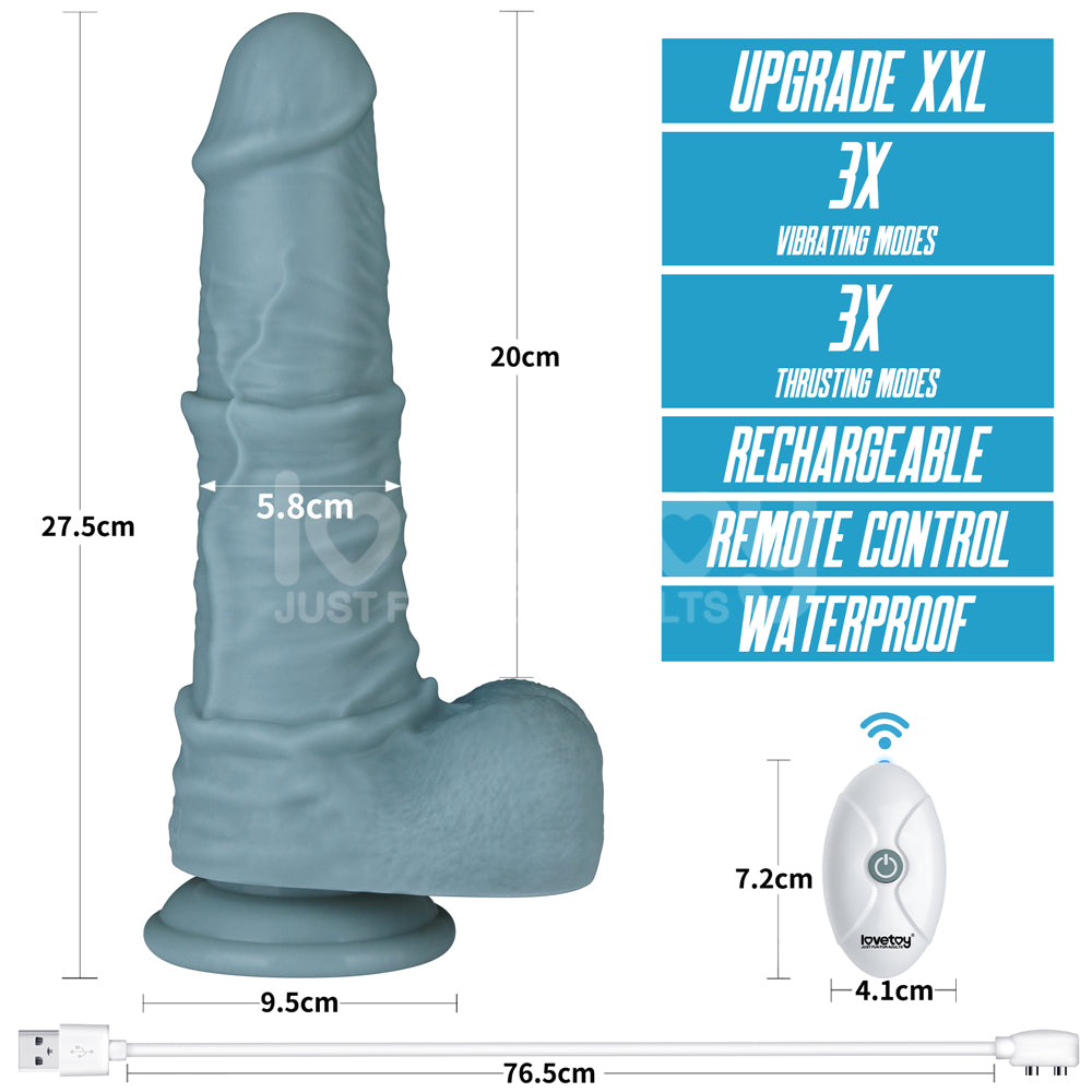 11'' Rechargeable Thrusting and Vibrating Silicone Dildo