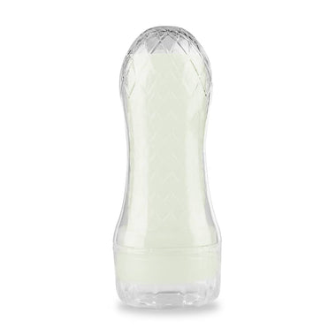 The ribbed lumino play masturbator  is upright