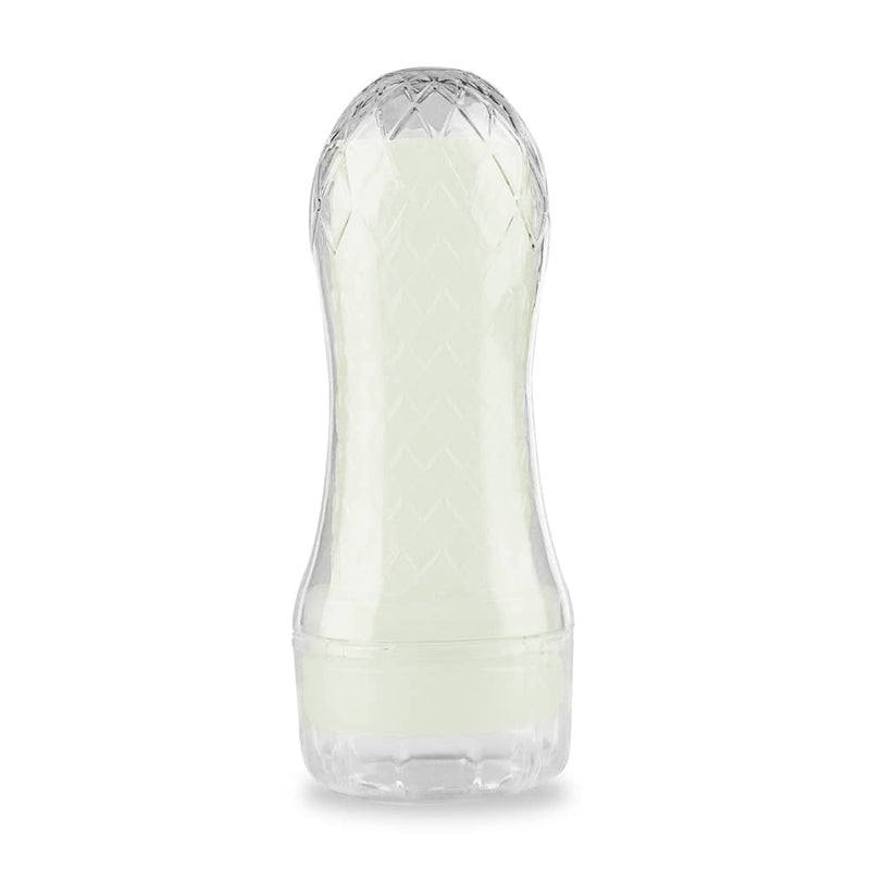 The ribbed lumino play masturbator  is upright