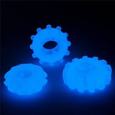 The lumino play reusable durable cock ring 3 pcs has 3 pattern rings 