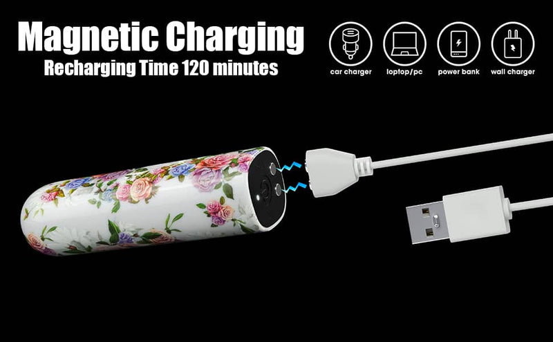 The mini bullet aphrodite vibrator features the magnetic charging funtion