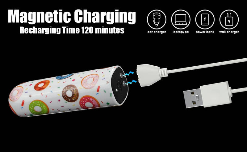The rechargeable mini bullet vibrator features the magnetic charging funtion