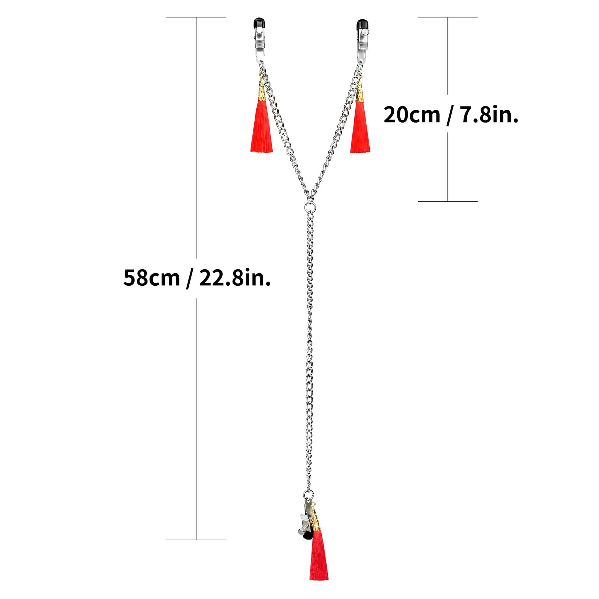 The size of the nipple clit tassel clamp with chain