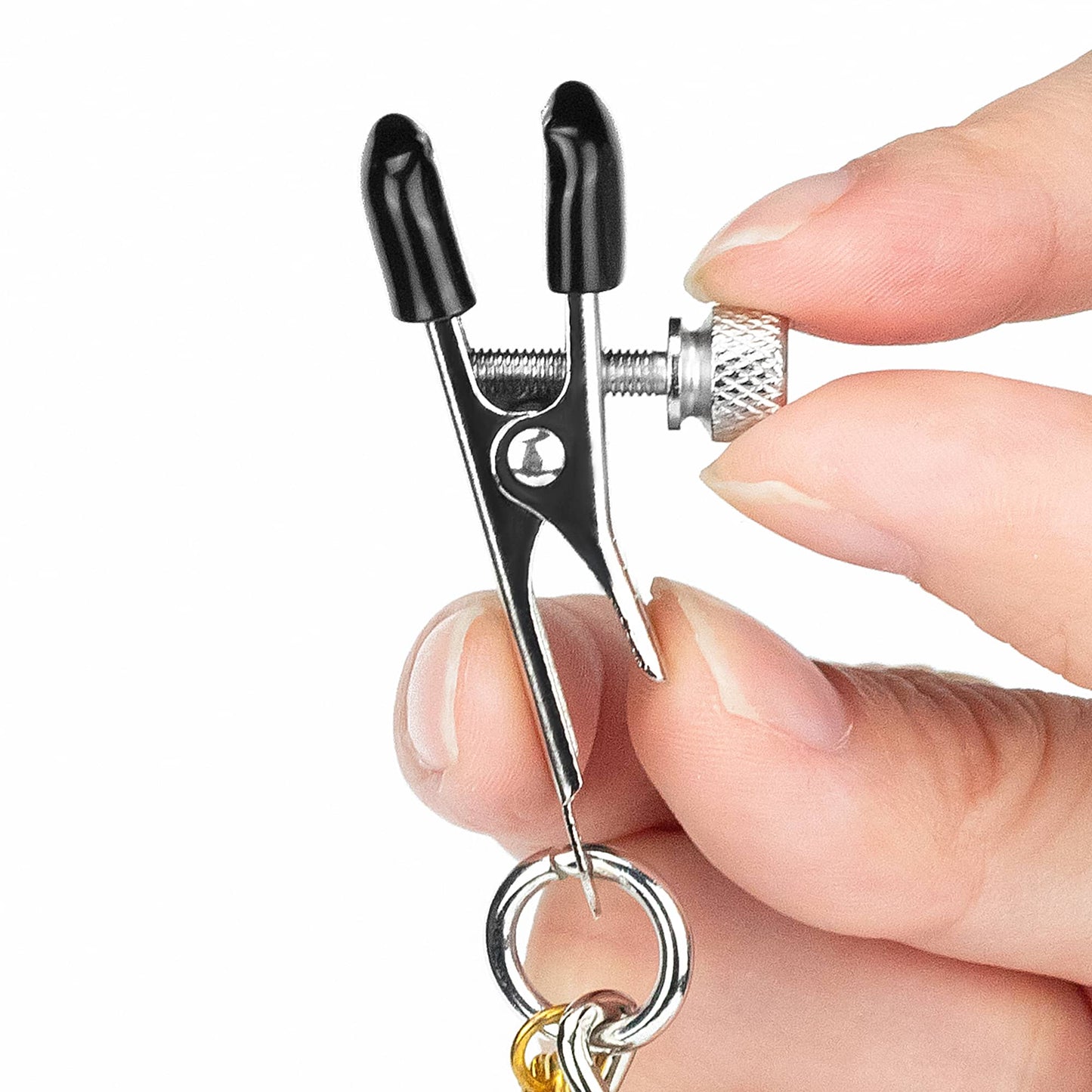 The adjustable crocodile style clamps of the nipple clit tassel clamp with chain
