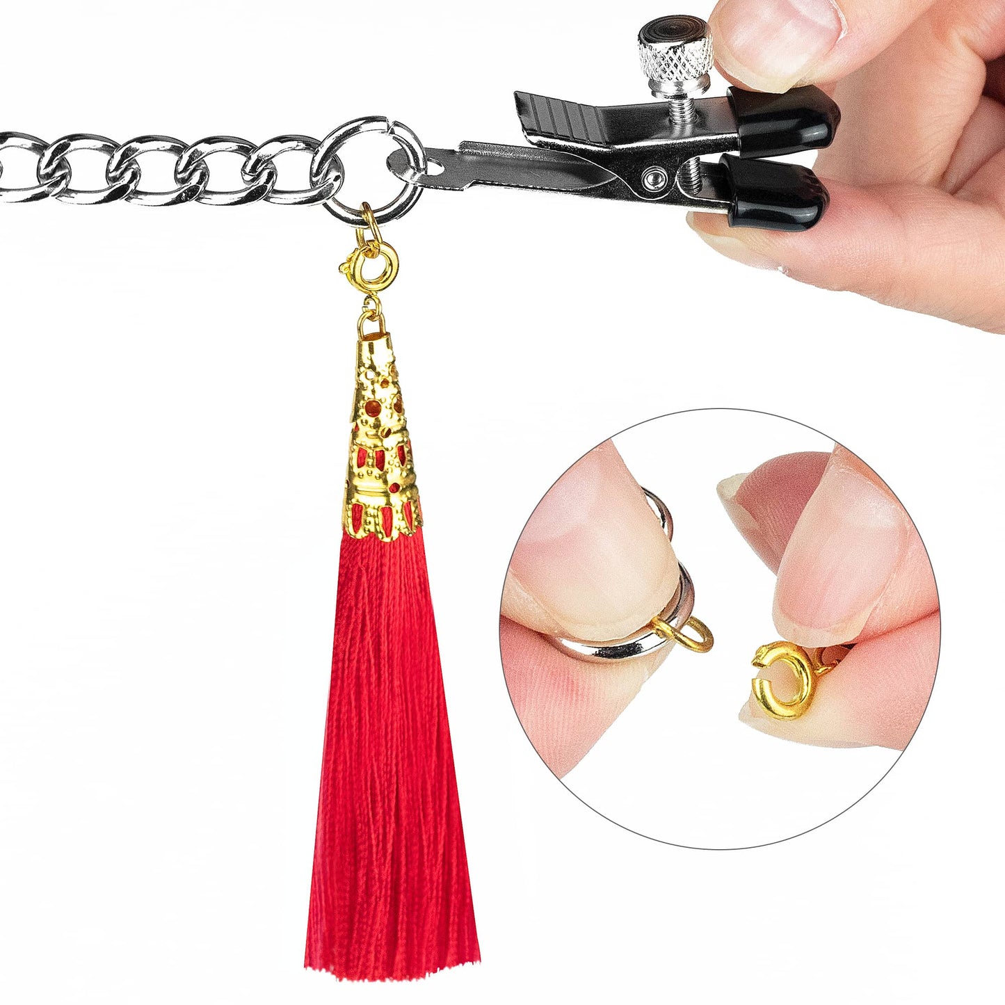 The removable tassels of the nipple clit tassel clamp with chain 