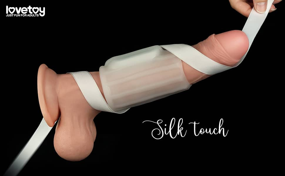 The vibrating penis sleeve has a silky touch