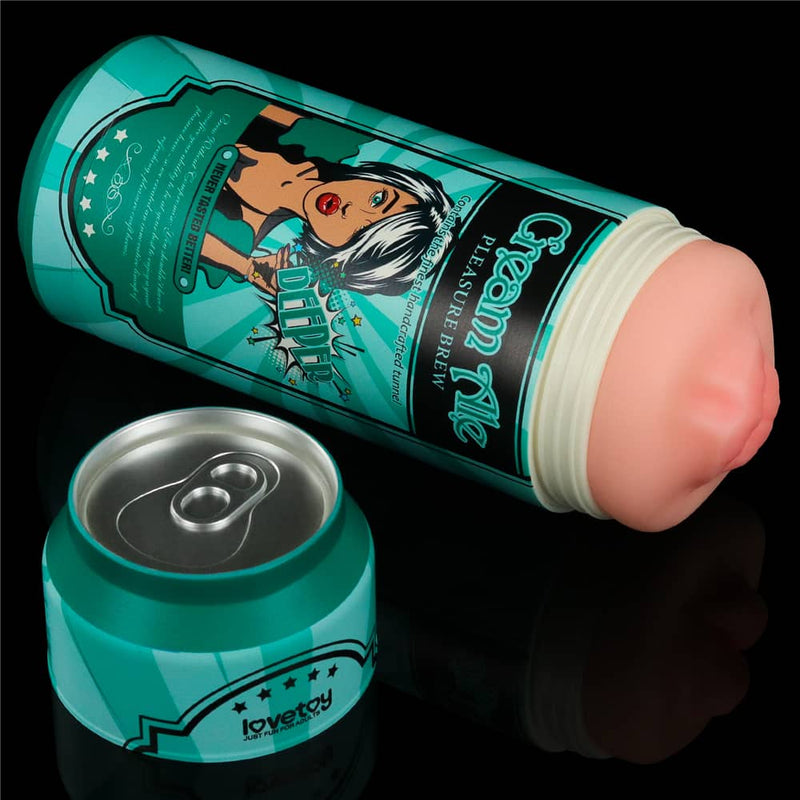 The pleasure brew masturbator pocket pussy with lid open