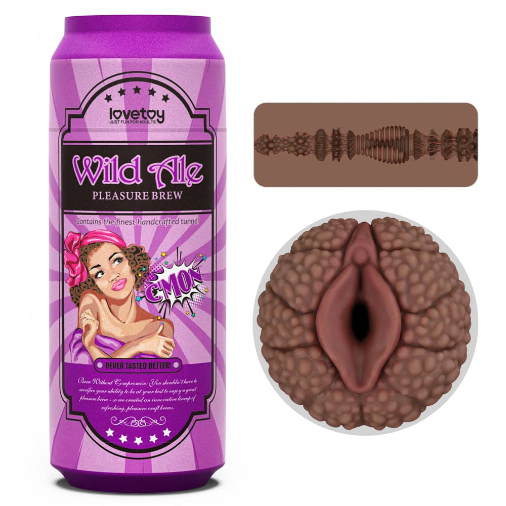 The vagina entrance and tunnel of the pocket pussy pleasure brew masturbator