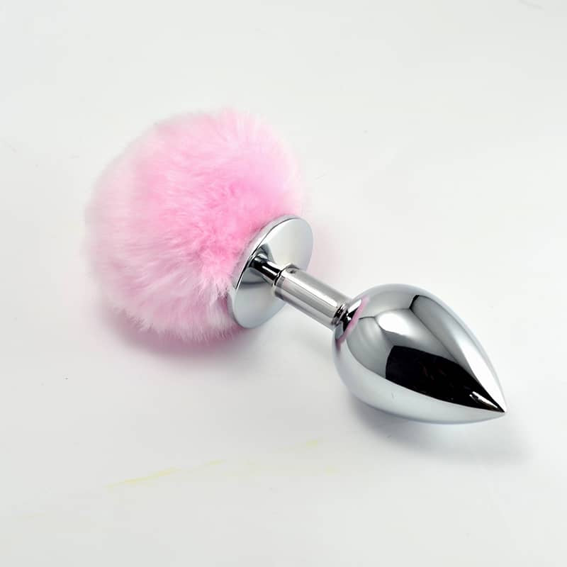 The pink pompon metal plug small silver