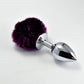 The purple pompon metal plug small silver 