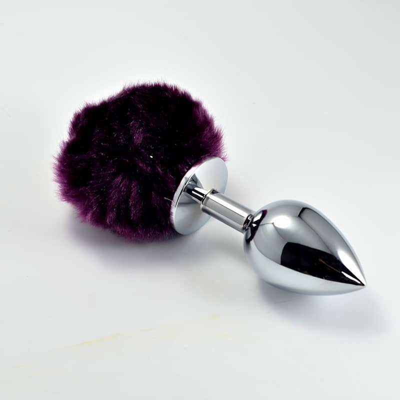 The purple pompon metal plug small silver 
