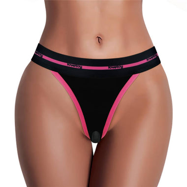 A woman wears the printed vibrating sexy panties