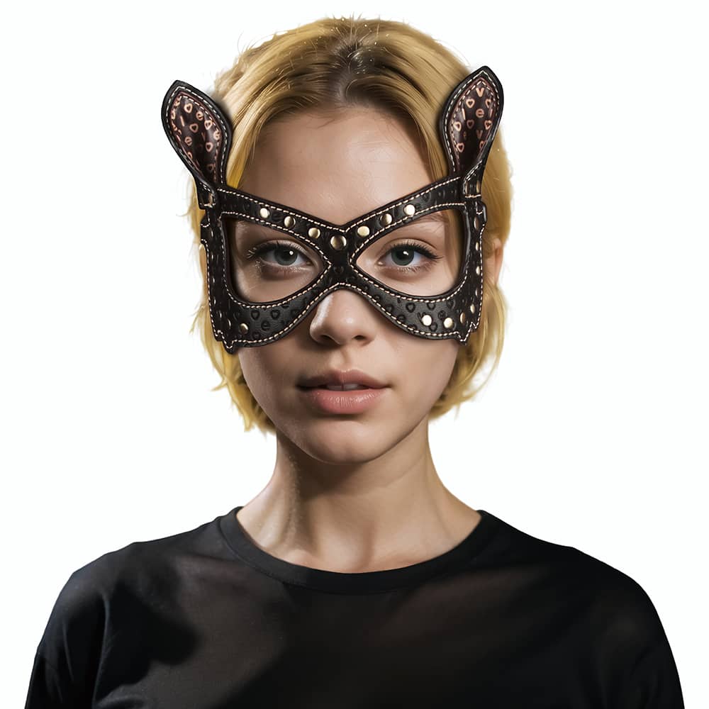 The rebellion reign bunny mask worn on a girls face