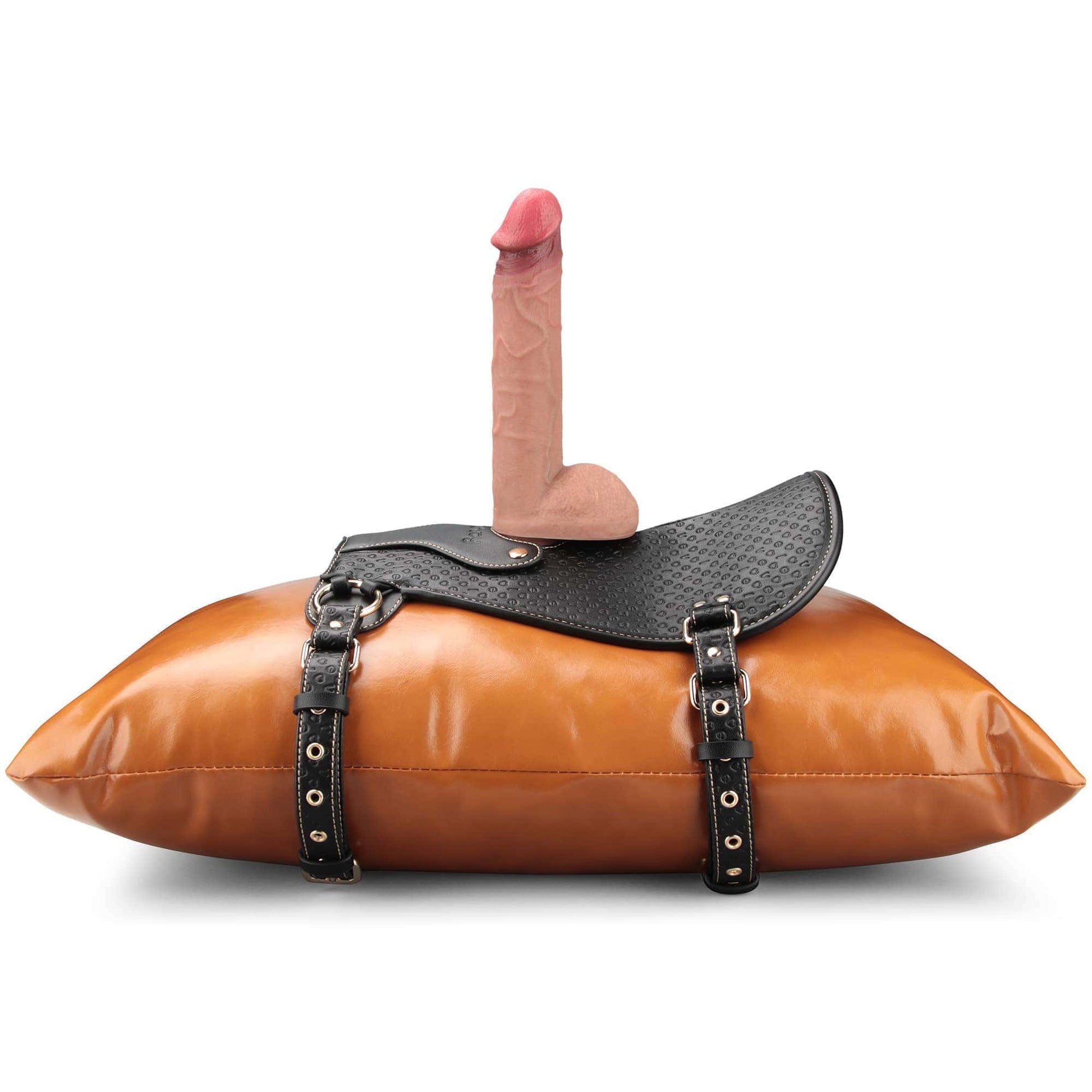 The central o-ring of the rebellion reign dildo saddle  with snap buttons and zipper for versatile dildo attachment