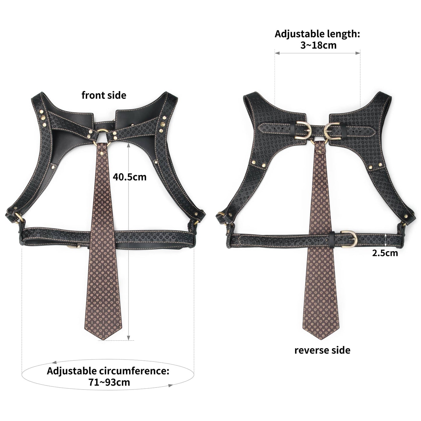 The size of the top part of the rebellion reign full body harness