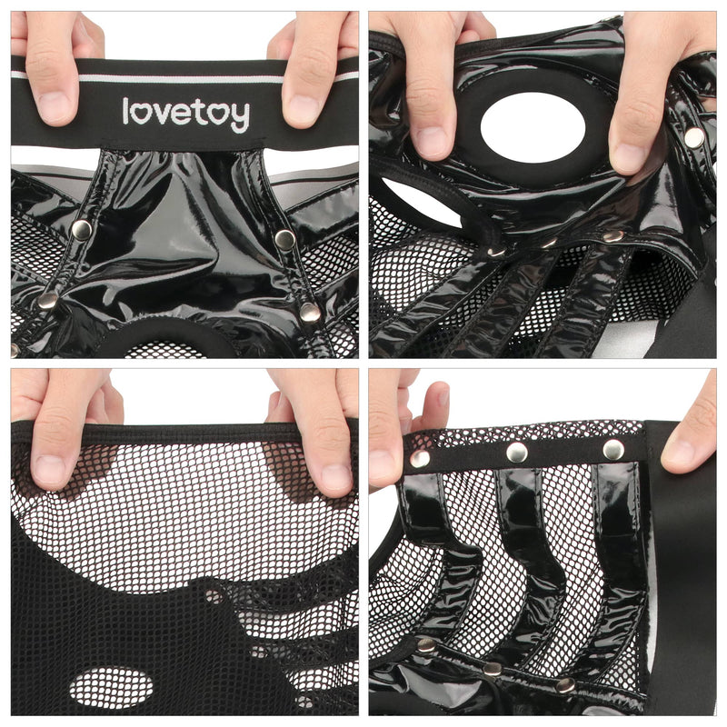 The rebellion reign iconic harness strap on set has a sturdy elastic silicone O-ring 