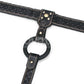 The rebellion reign strap on harness features a elastic silicone O ring