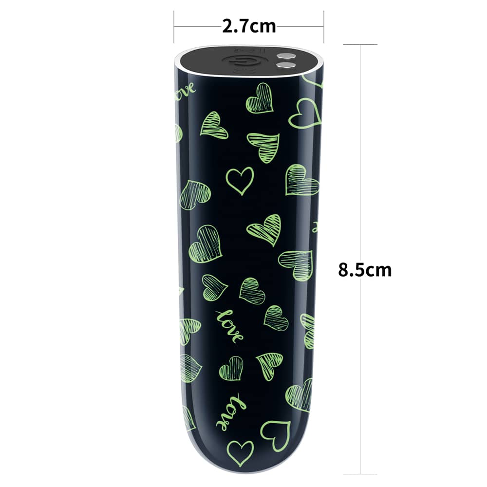 The size of the glow in the dark heart vibrator