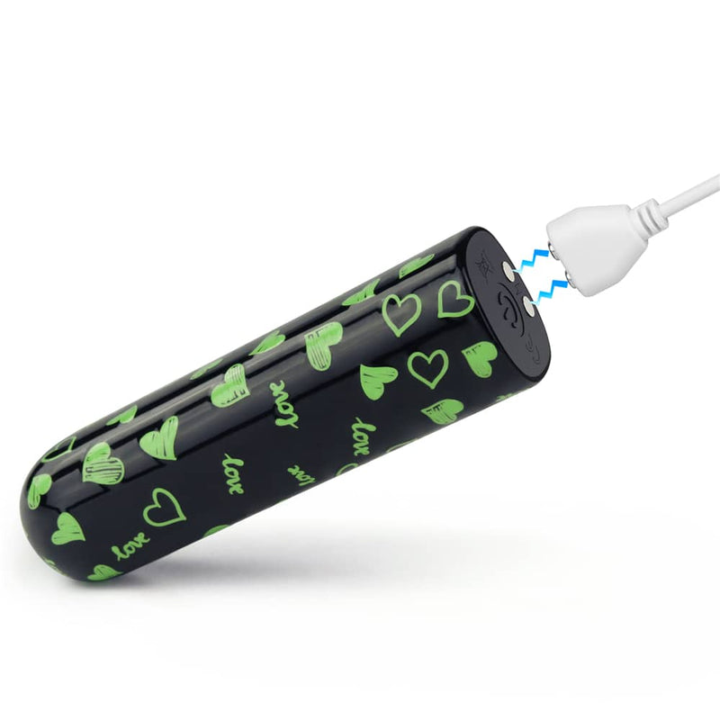 The glow in the dark heart vibrator features the magnetic charging funtion