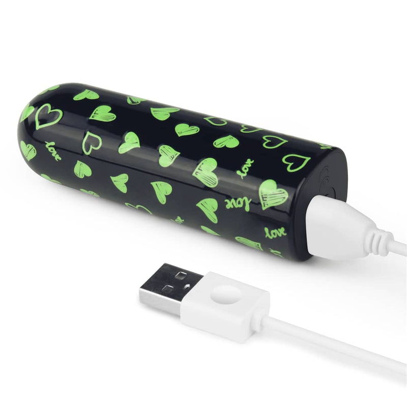 The glow in the dark heart vibrator is rechargeable