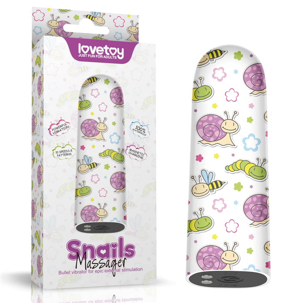 The packaging of the rechargeable snails massager vibrator