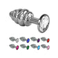 The different colors of the rosebud spiral solid core metal butt plug