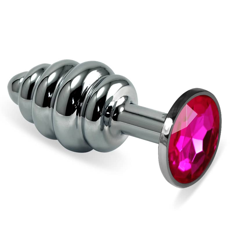  The pink rosebud spiral solid core metal butt plug