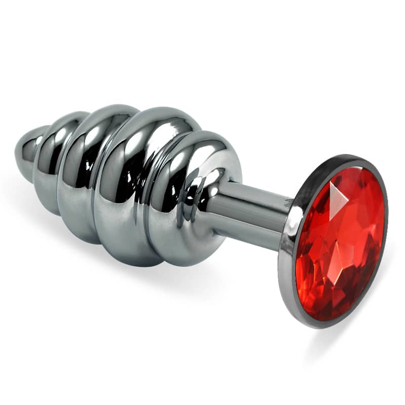  The red rosebud spiral solid core metal butt plug