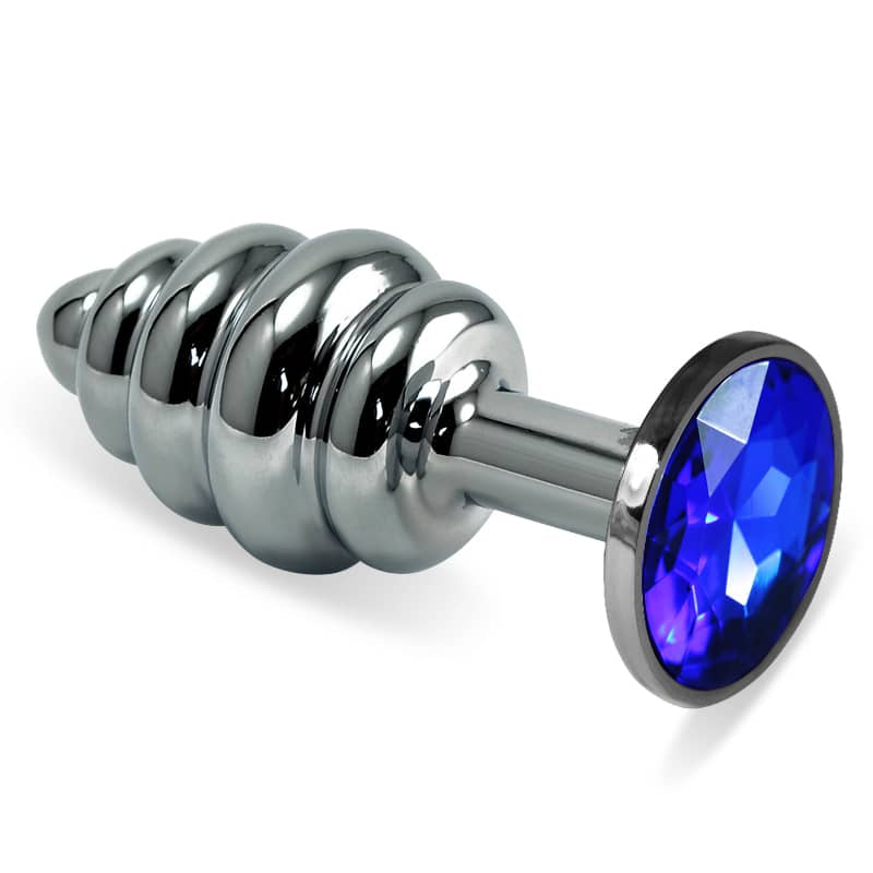  The blue rosebud spiral solid core metal butt plug