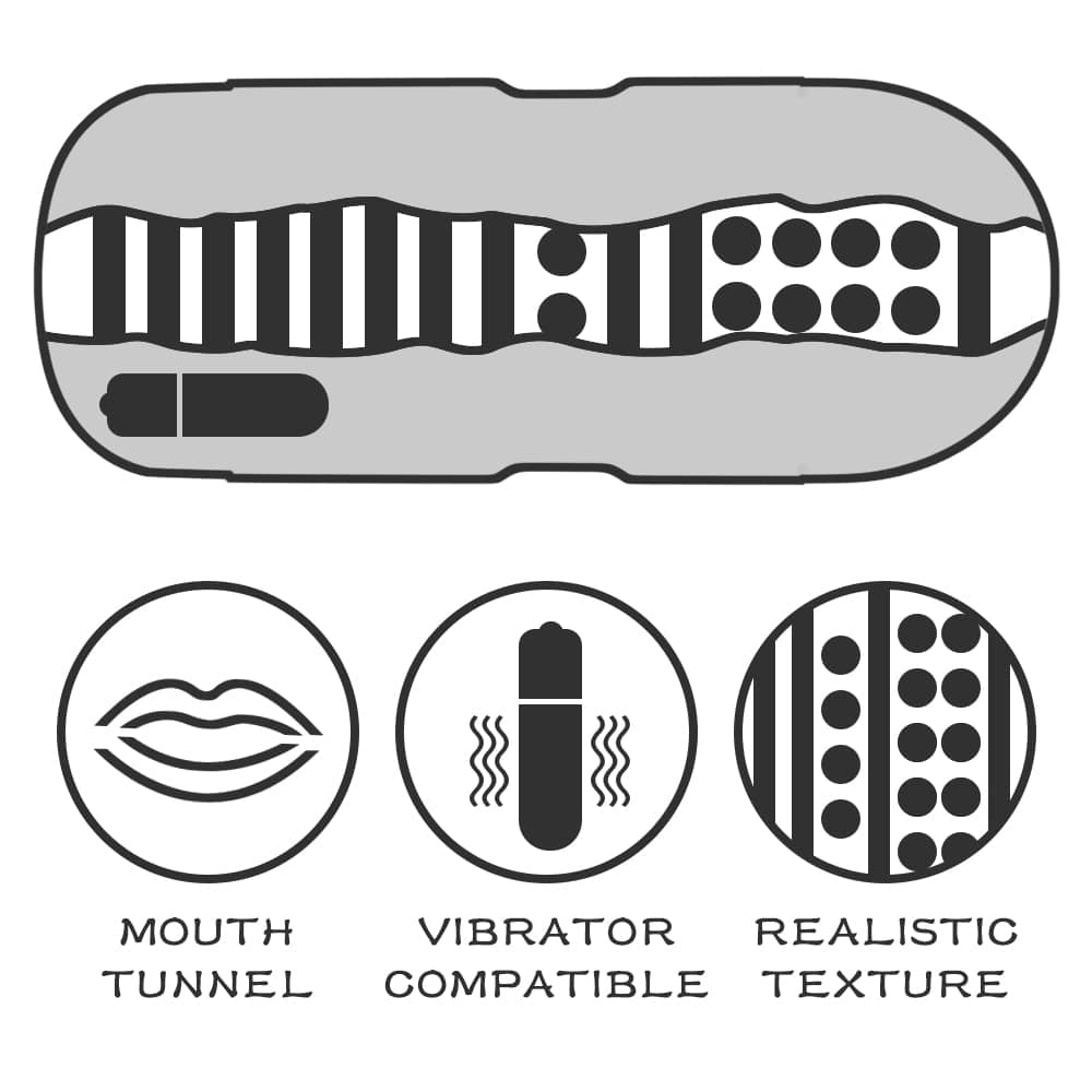 The highly detailed and ergonomically designed tunnel of the mouth lotus tunnel vibrating masturbator